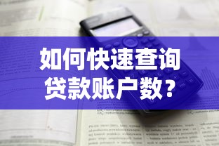 如何快速查詢貸款賬戶數？平臺賬號查找方法全解析