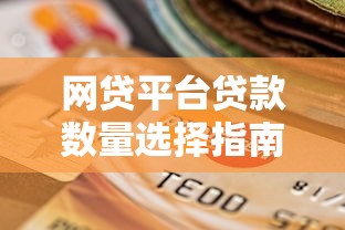 網貸平臺貸款數量選擇指南：合理規劃避免風險