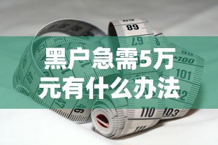 黑戶急需5萬元有什么辦法？試試這幾個路子