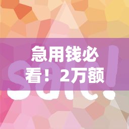 急用錢必看！2萬(wàn)額度貸款口子怎么選？實(shí)測(cè)這幾個(gè)平臺(tái)下款快門檻低