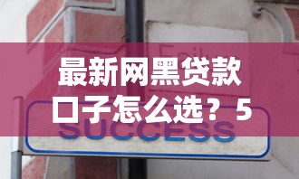 最新網黑貸款口子怎么選？5個避坑技巧實測分享