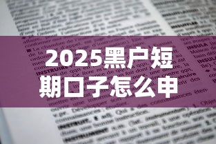 2025黑戶短期口子怎么申請(qǐng)？這些隱藏技巧你知道嗎