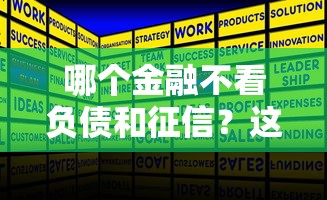 哪個金融不看負債和征信？這幾類產品或許能解決難題
