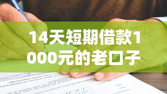 14天短期借款1000元的老口子 過來人實測避坑指南