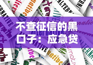 不查征信的黑口子：應(yīng)急貸款新選擇必讀指南