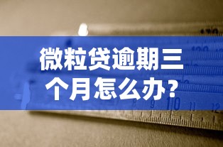 微粒貸逾期三個月怎么辦？補救措施一文說清