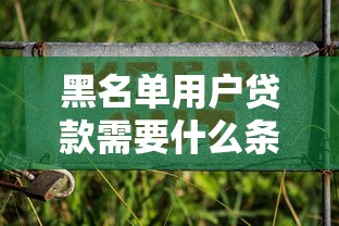 黑名單用戶貸款需要什么條件才能貸款