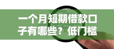 一個月短期借款口子有哪些？低門檻靈活到賬方案解析