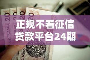 正規不看征信貸款平臺24期分期攻略