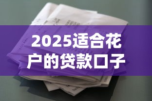 2025適合花戶的貸款口子推薦及申請攻略