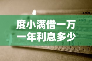 度小滿借一萬一年利息多少？算完這筆賬再決定是否劃算