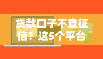 貸款口子不查征信？這5個平臺審核快、額度高！