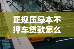 正規(guī)壓綠本不押車貸款怎么操作？老司機(jī)帶你避坑攻略