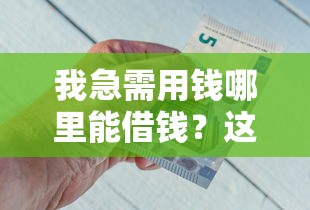 我急需用錢(qián)哪里能借錢(qián)？這幾種正規(guī)渠道或許能幫你